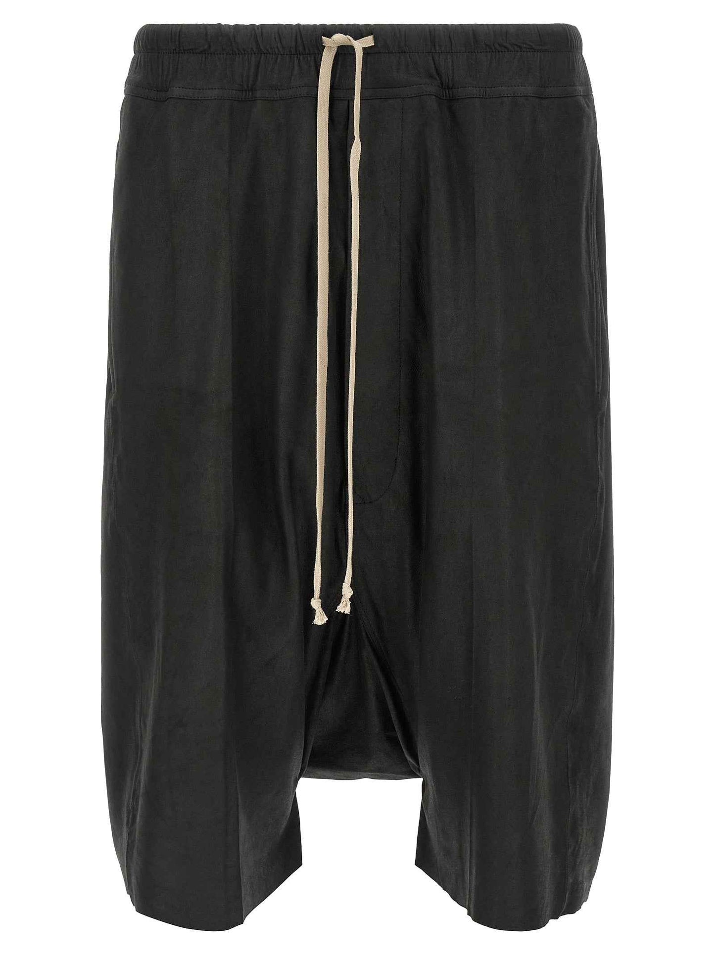 Black Lamb Leather Bermuda Shorts