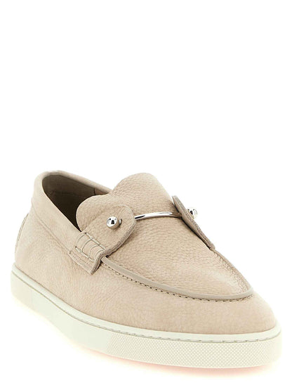 Beige Calfskin Slip-On Loafers