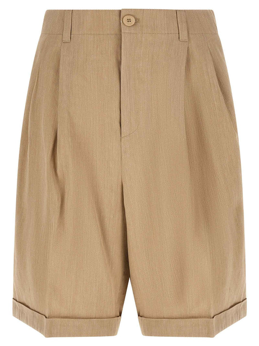 Beige Linen Bermuda Shorts