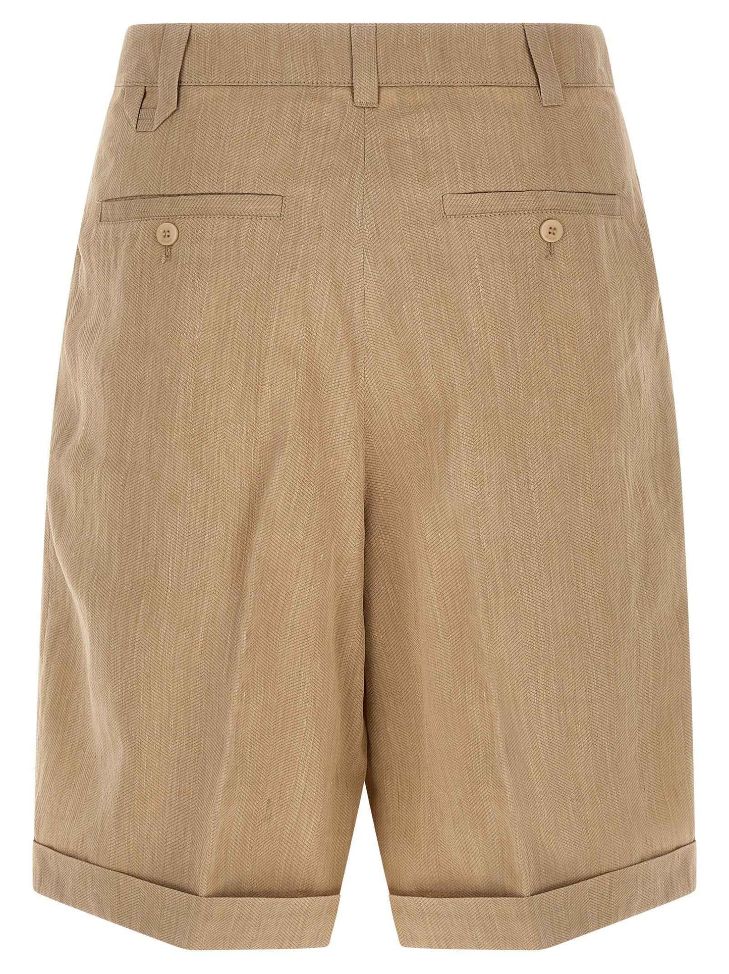 Beige Linen Bermuda Shorts