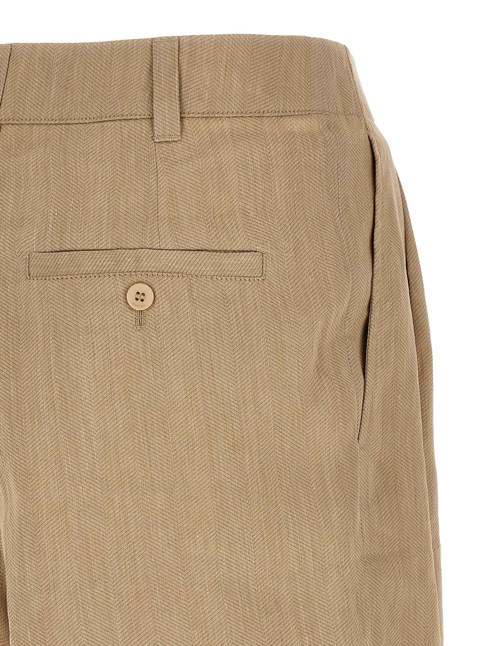Beige Linen Bermuda Shorts