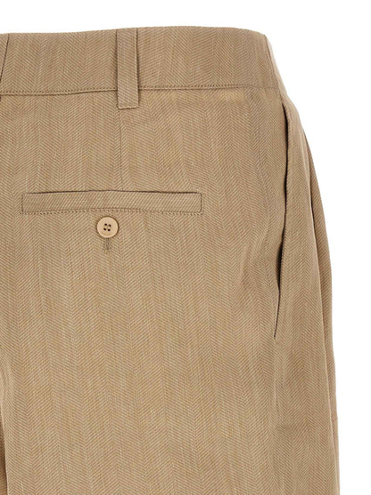Beige Linen Bermuda Shorts