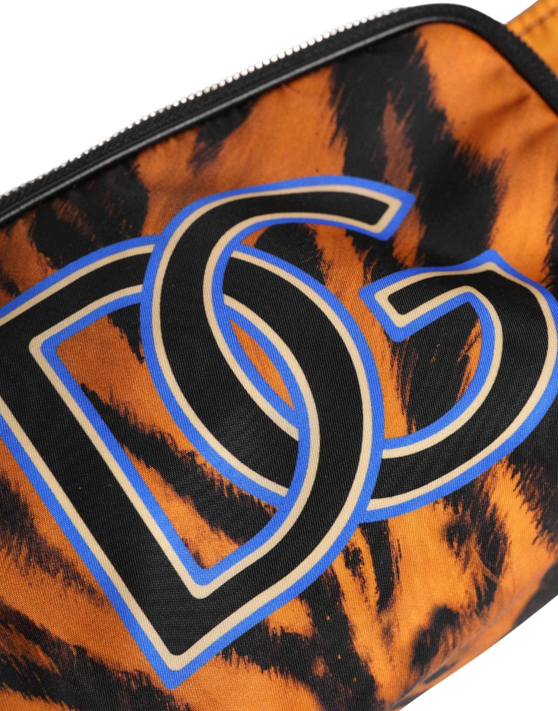 Brown Tiger Print Nylon Fanny Waist Pack Borse Men Bag
