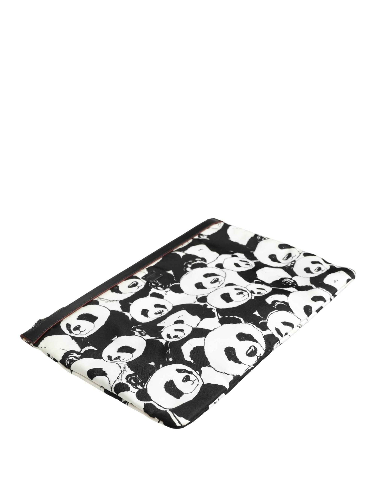 Black White Panda Print Nylon Clutch Men Pouch Borse Bag