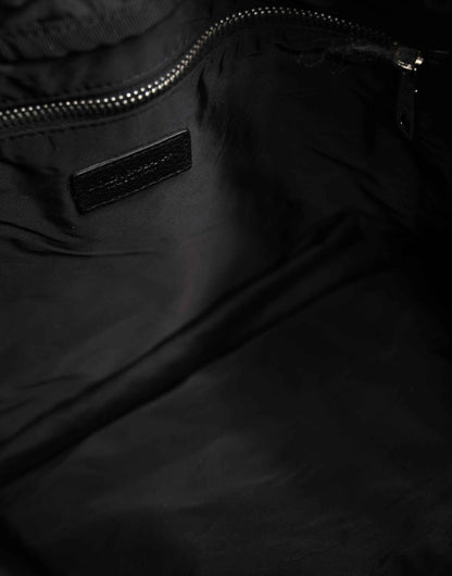 Black White Striped Polyester Drawstring Backpack Men Bag