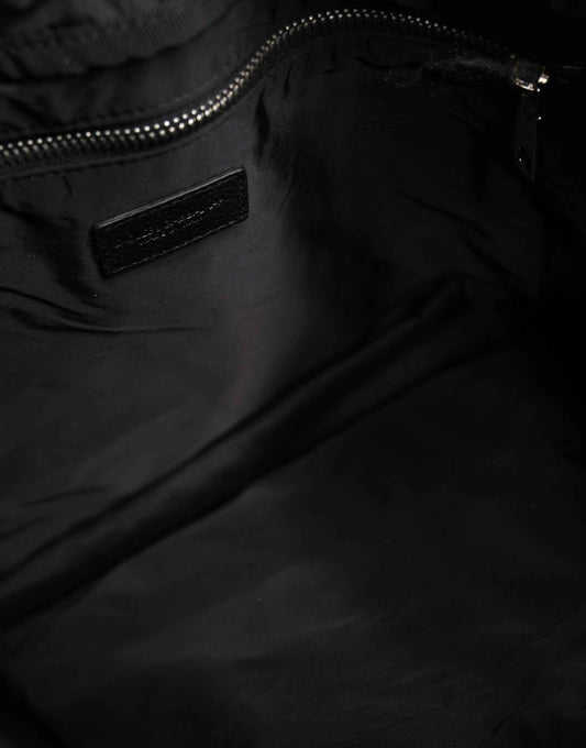 Black White Striped Polyester Drawstring Backpack Men Bag
