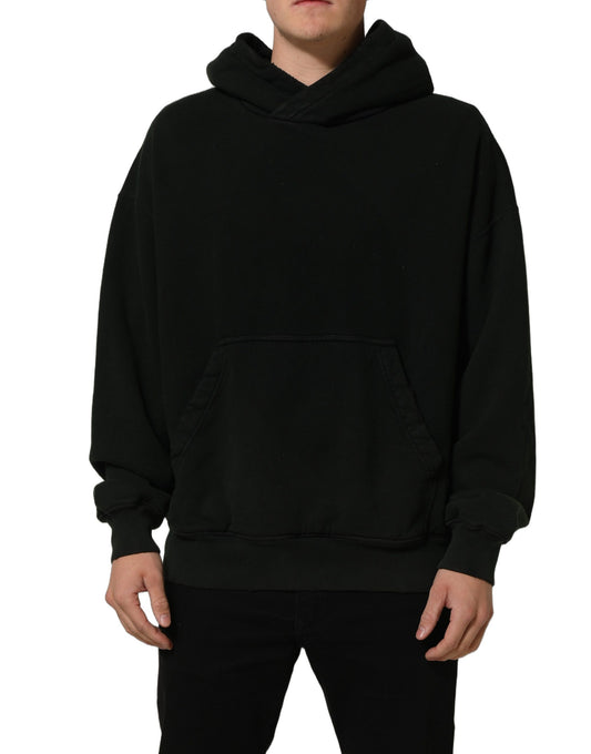 Black Cotton Hooded Men Sweatshirt Sweater
