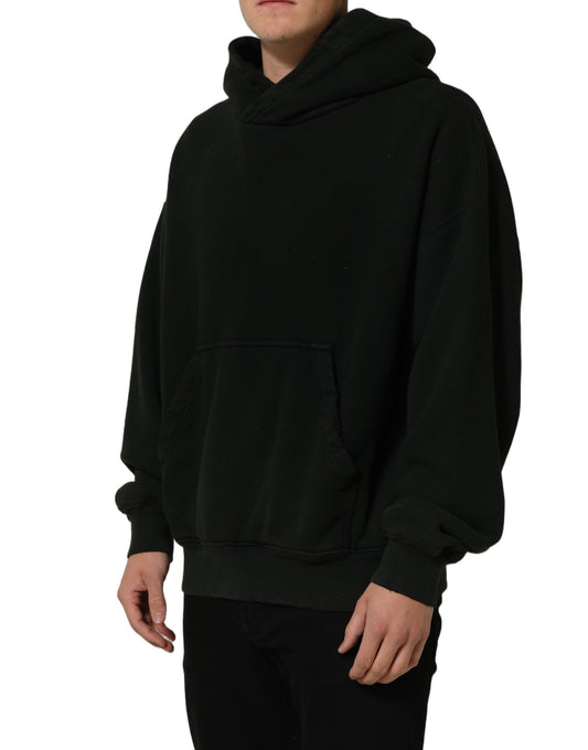 Black Cotton Hooded Men Sweatshirt Sweater