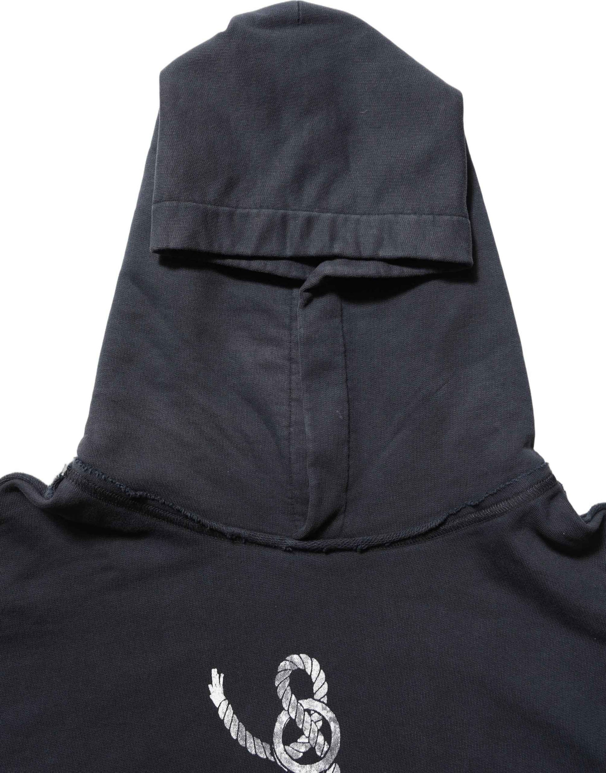 Black Anchor Print Hooded Sweatshirt Sweater