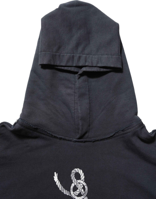 Black Anchor Print Hooded Sweatshirt Sweater