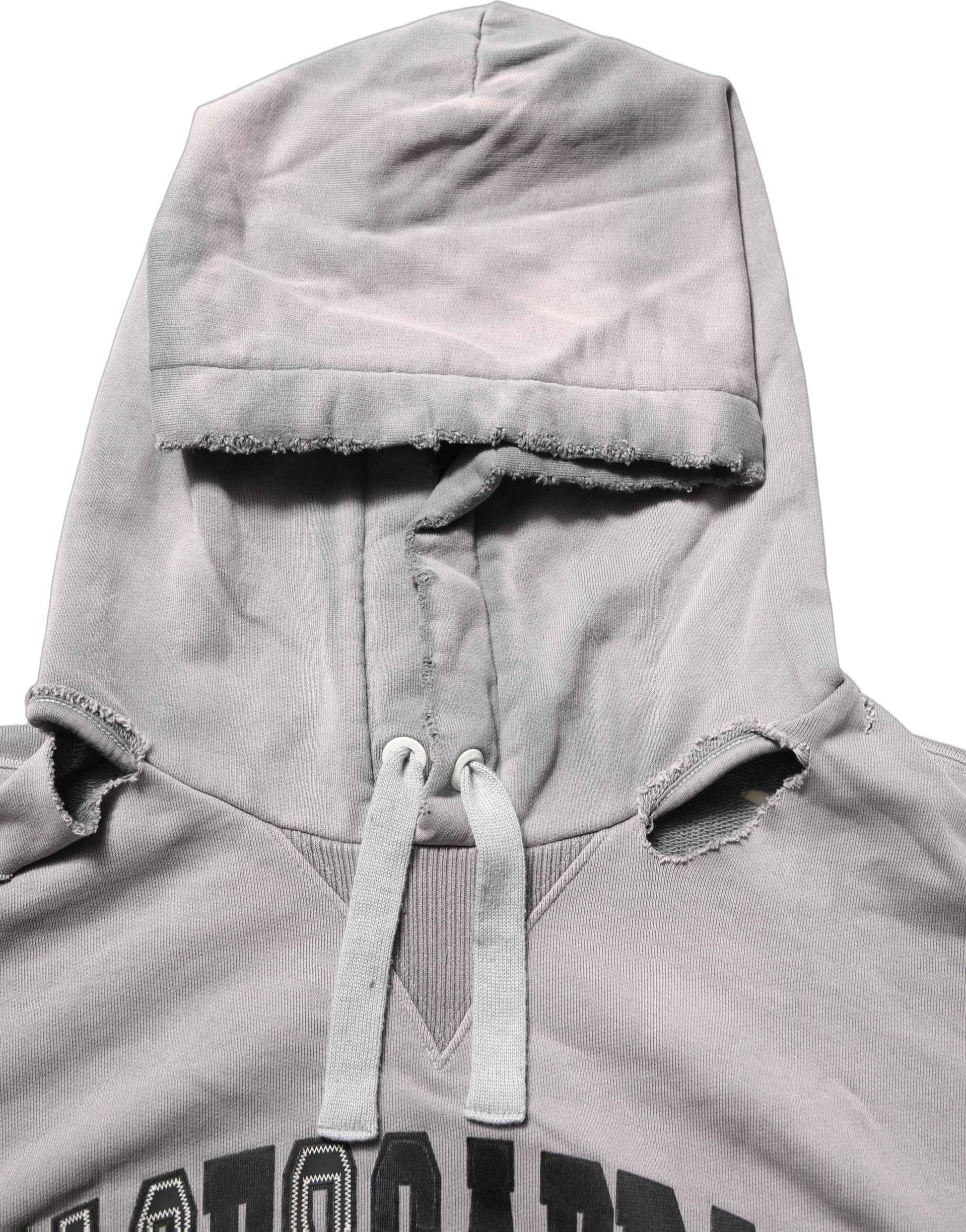 Gray Graphic Hooded Sweatshirt Men Sweater