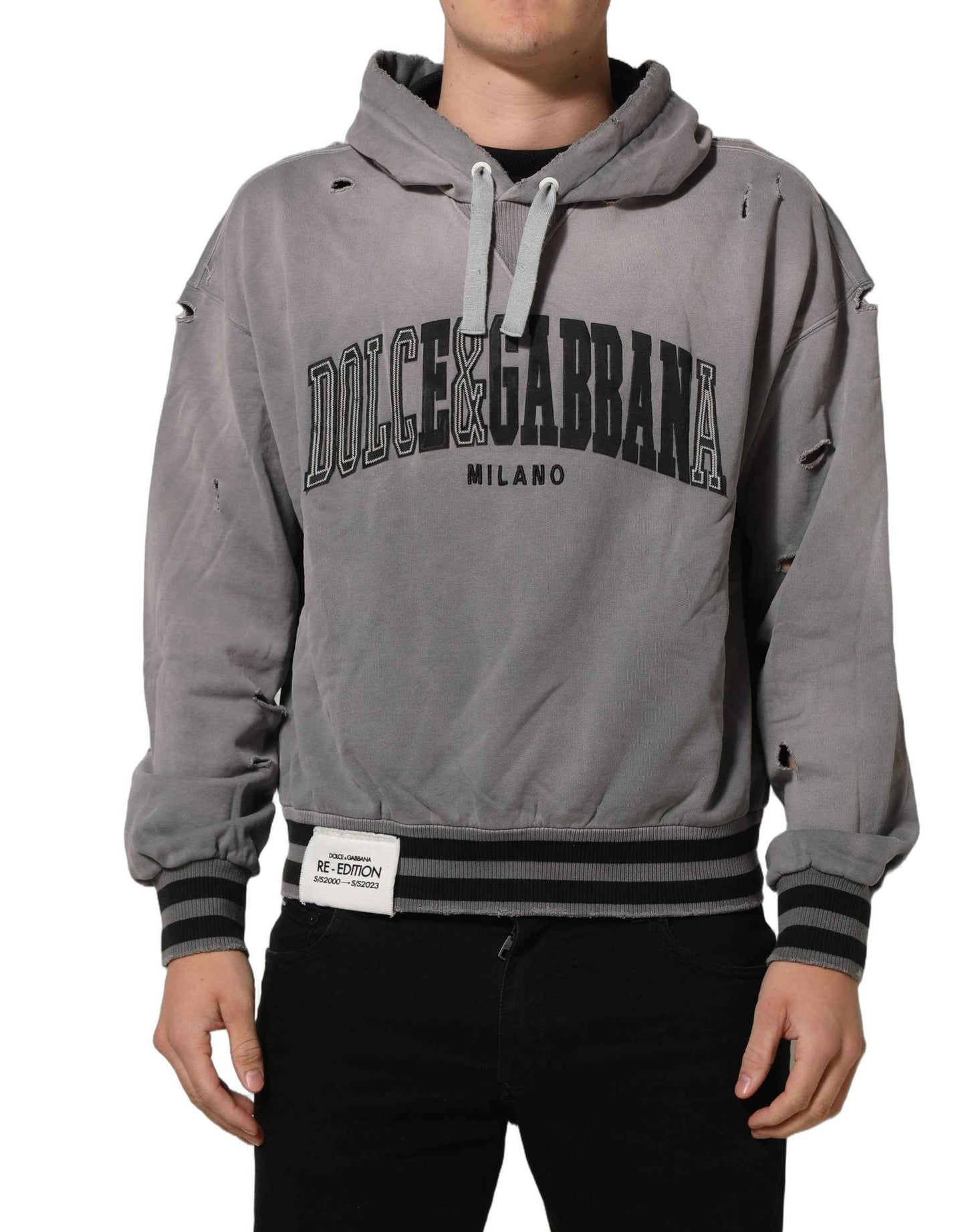 Gray Graphic Hooded Sweatshirt Men Sweater
