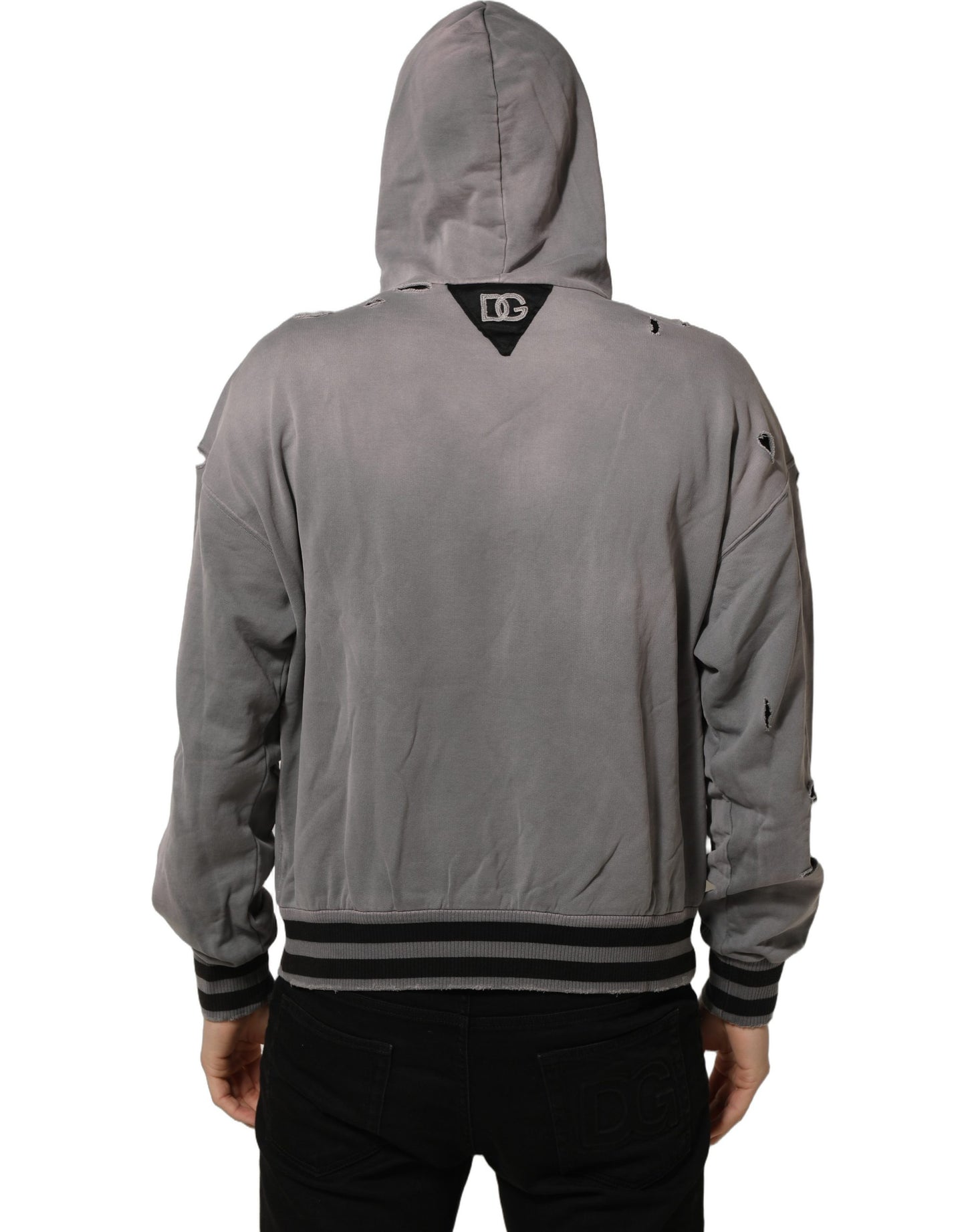 Gray Graphic Hooded Sweatshirt Men Sweater