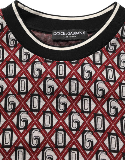 Red Logo Cotton Jacquard Sweatshirt Sweater