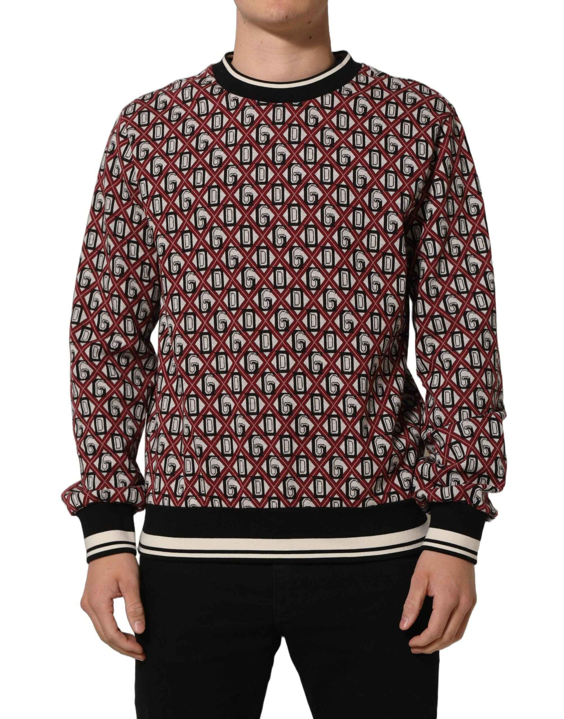 Red Logo Cotton Jacquard Sweatshirt Sweater