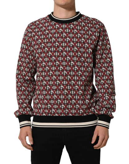 Red Logo Cotton Jacquard Sweatshirt Sweater
