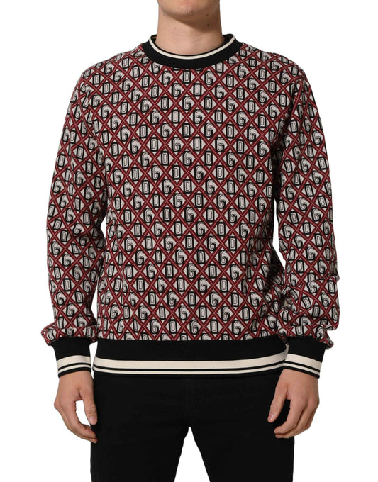 Red Logo Cotton Jacquard Sweatshirt Sweater