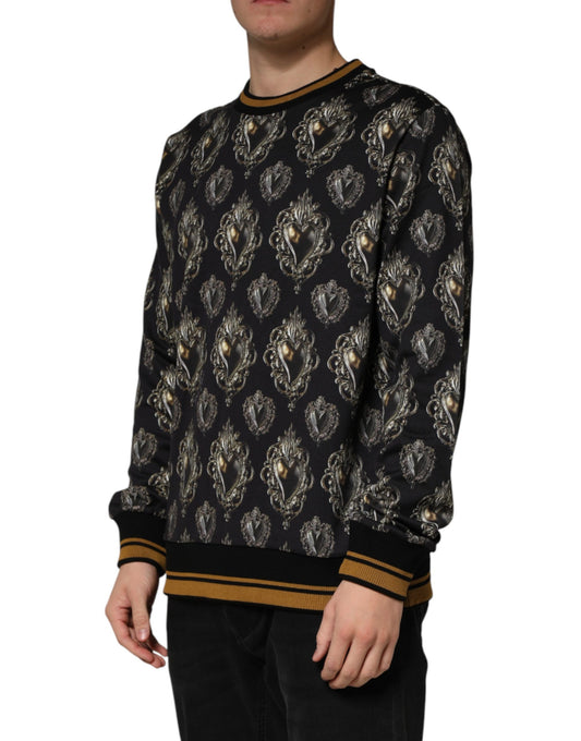 Black Sacred Heart Cotton Sweatshirt Sweater