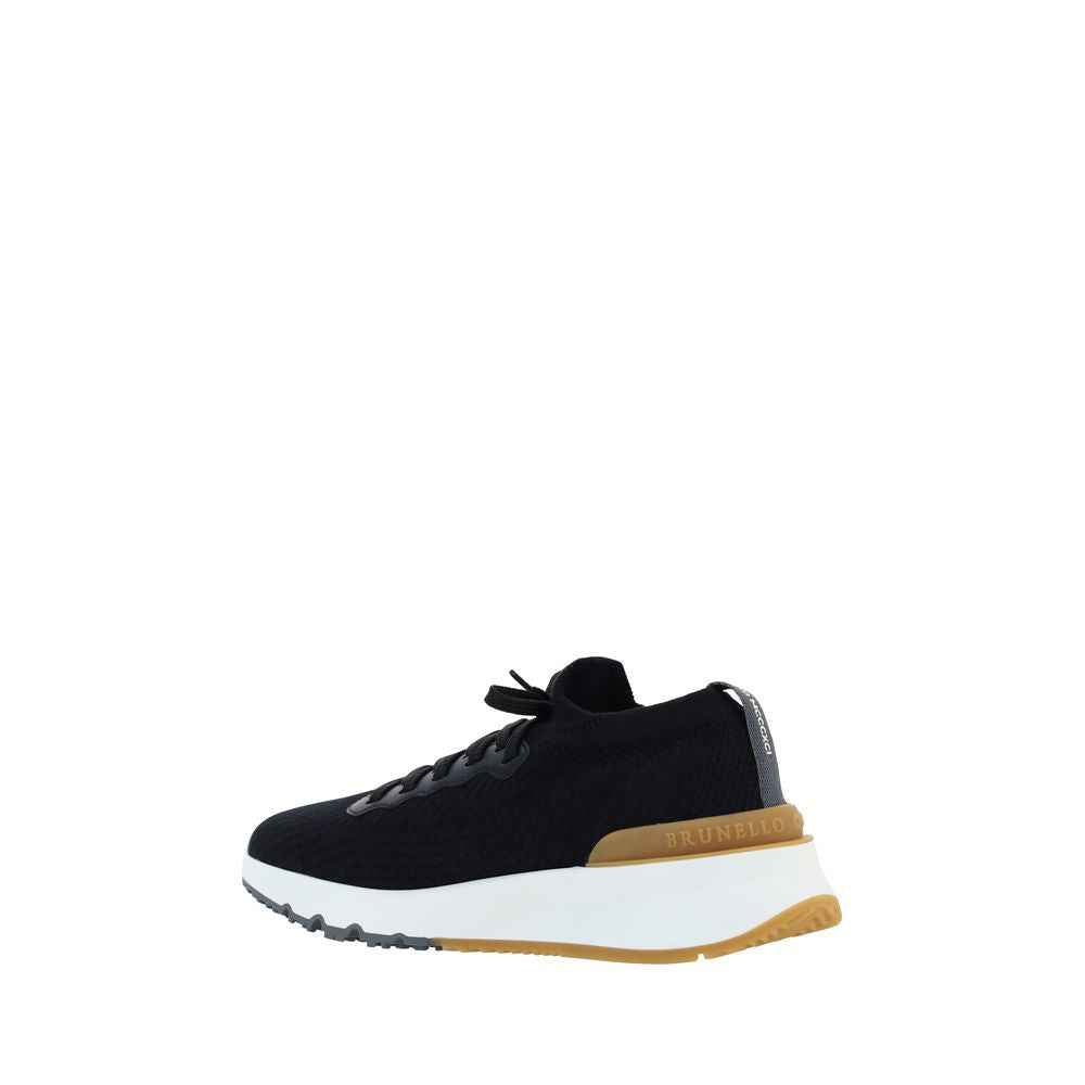 Black Cotton Athletic Sneakers