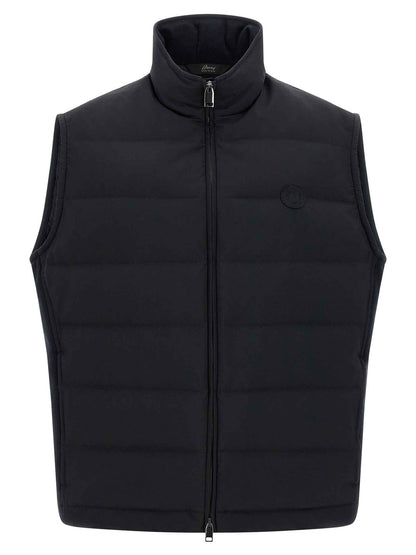 Blue Polyester Sleeveless Jacket