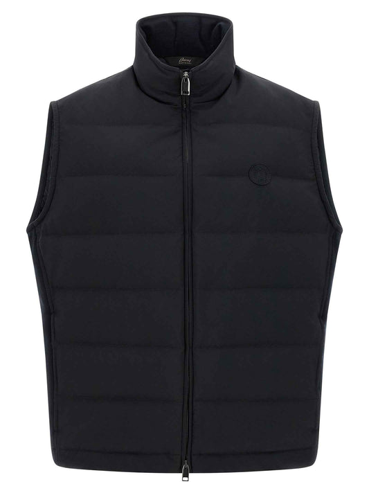 Blue Polyester Sleeveless Jacket