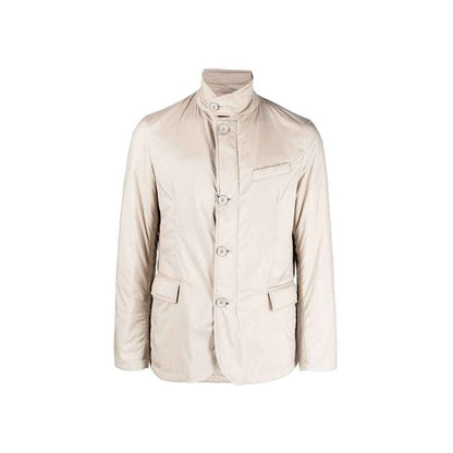 Beige Polyamide Full-Length Jacket