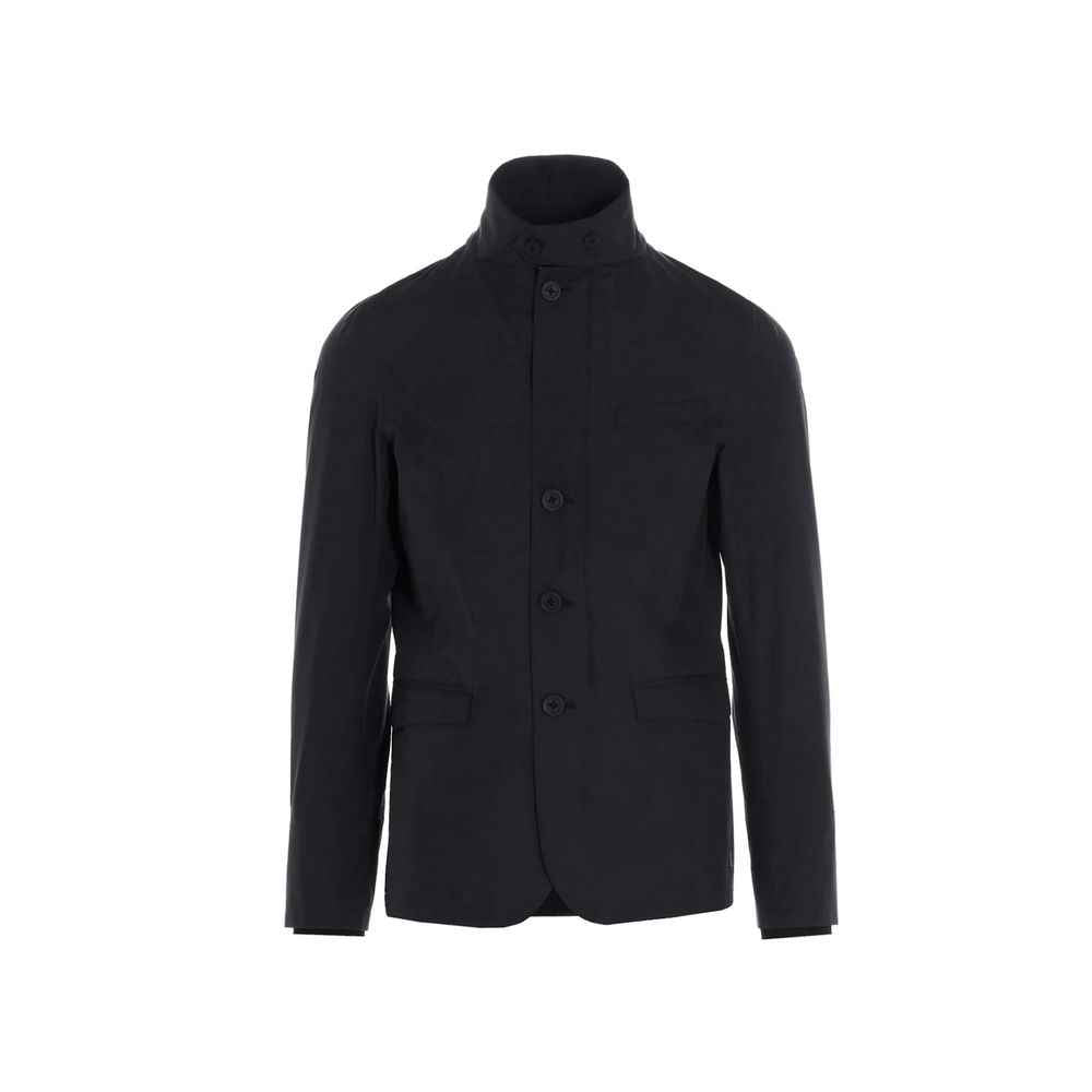 Black Polyester Full-Length Jacket