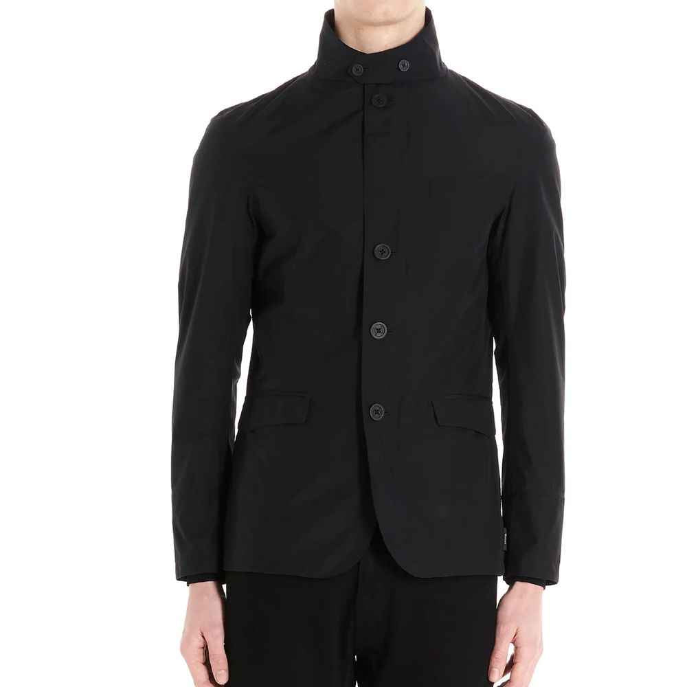 Black Polyester Full-Length Jacket