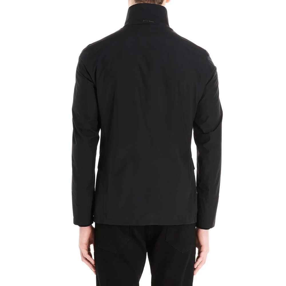 Black Polyester Full-Length Jacket