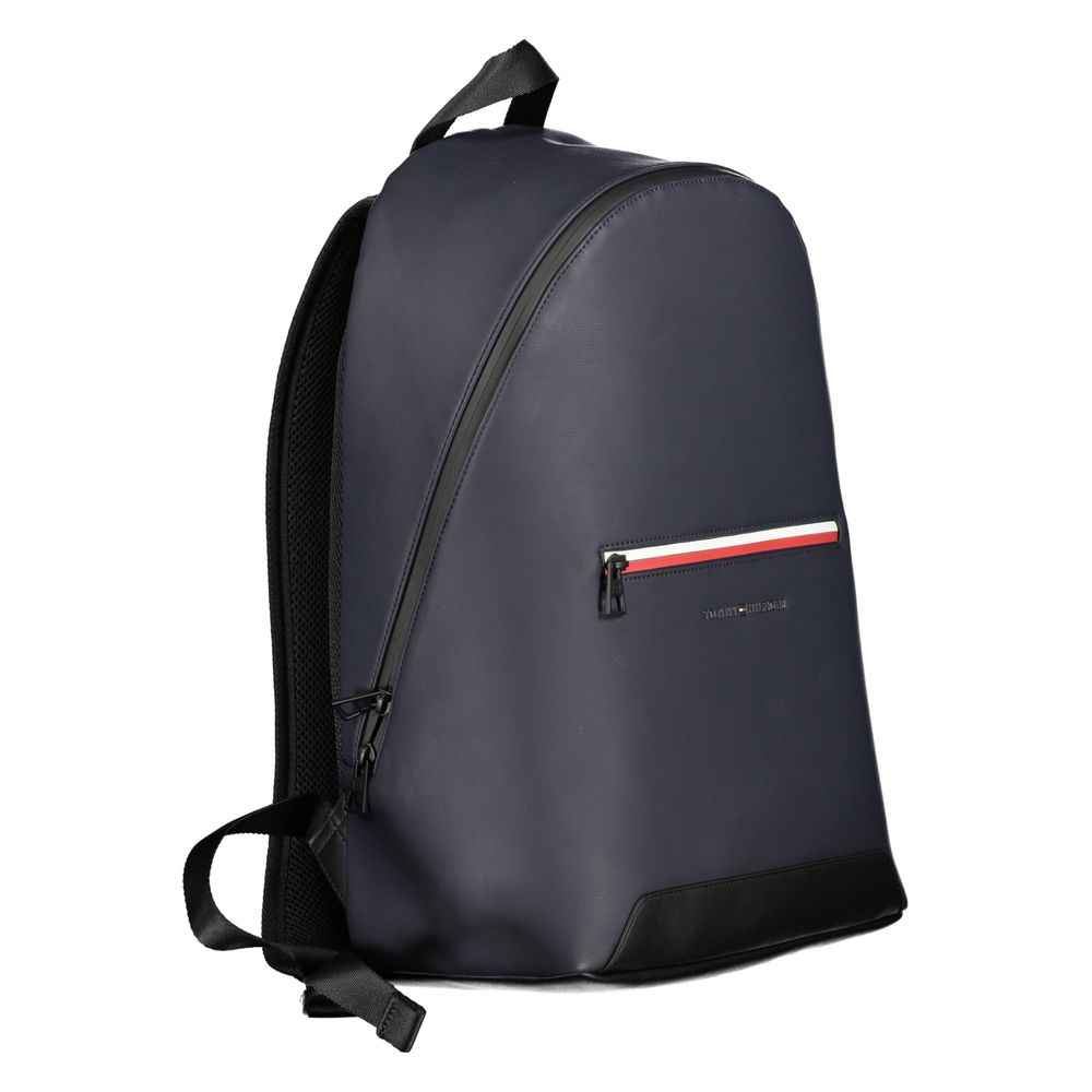 Blue Polyurethane Men's Backpack with Adjustable Straps