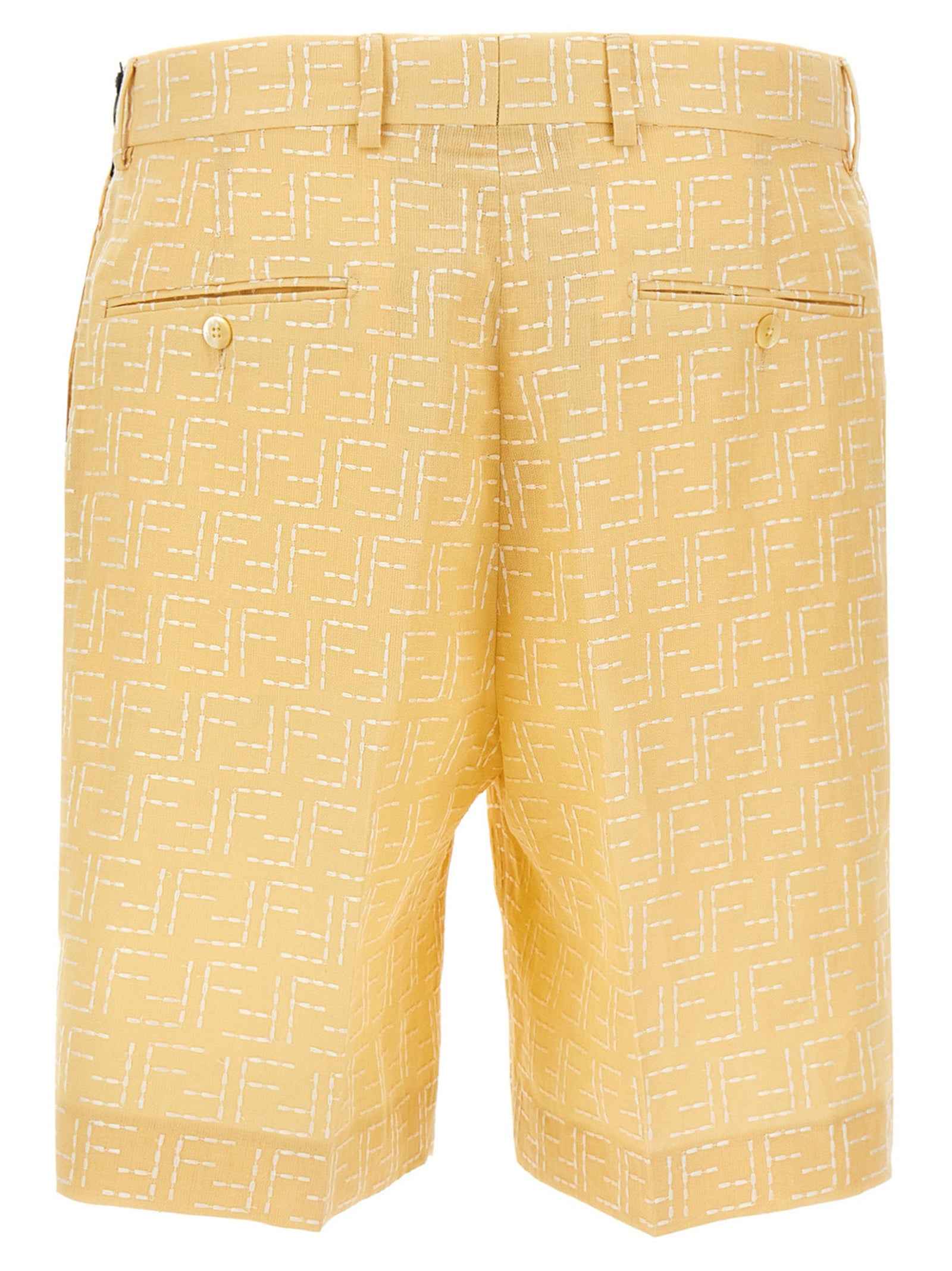 Bicolor Linen Bermuda Shorts