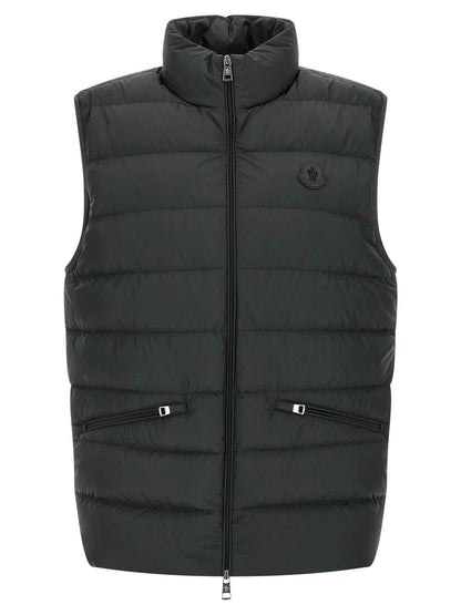 Black Polyester Sleeveless Jacket