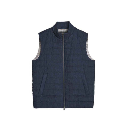 Blue Linen Sleeveless Jacket