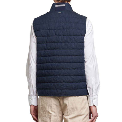Blue Linen Sleeveless Jacket