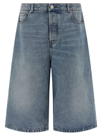 Blue Cotton Bermuda Shorts