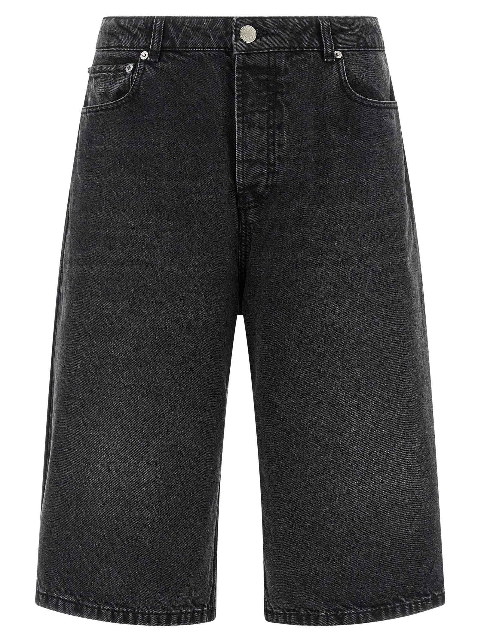 Black Cotton Bermuda Shorts