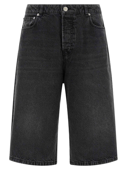 Black Cotton Bermuda Shorts