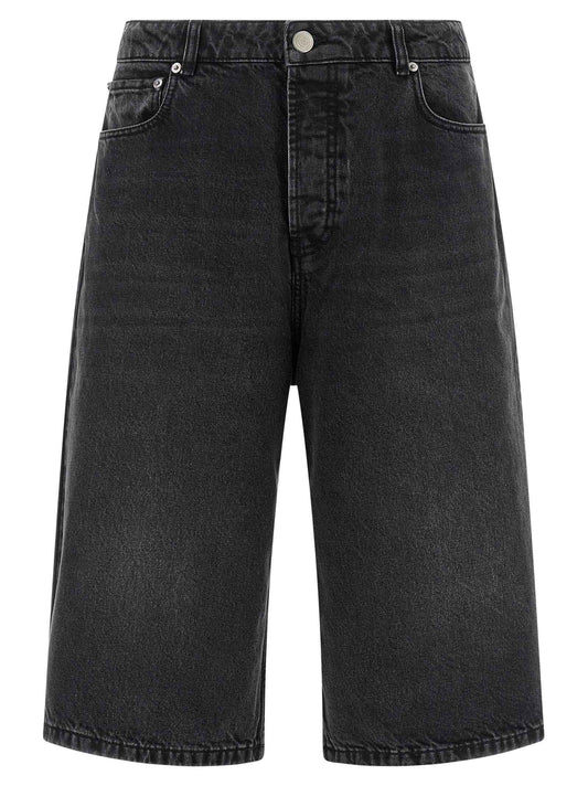Black Cotton Bermuda Shorts