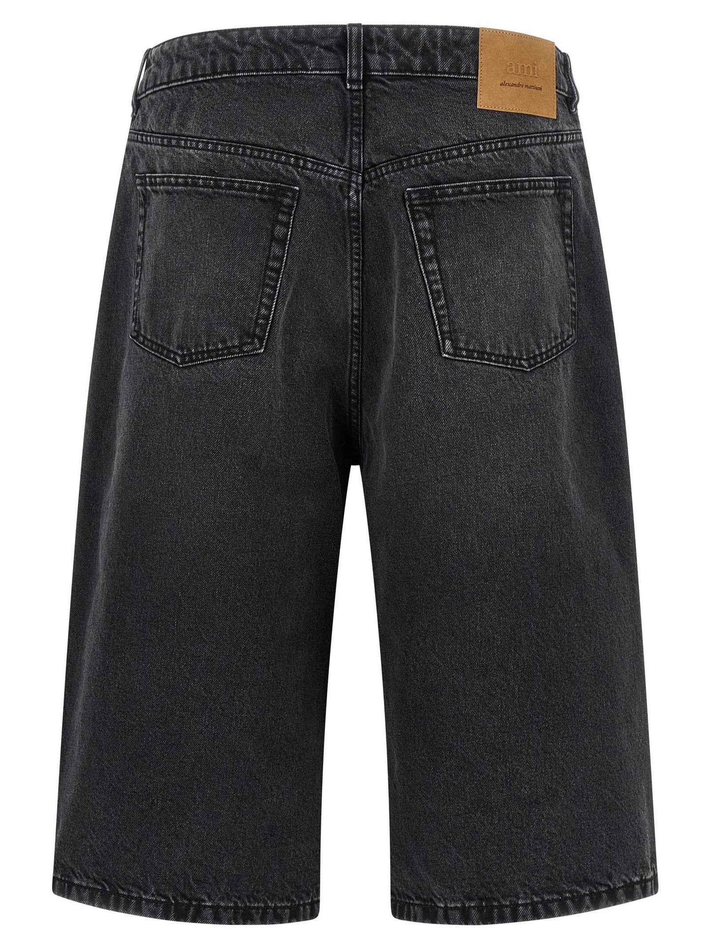 Black Cotton Bermuda Shorts
