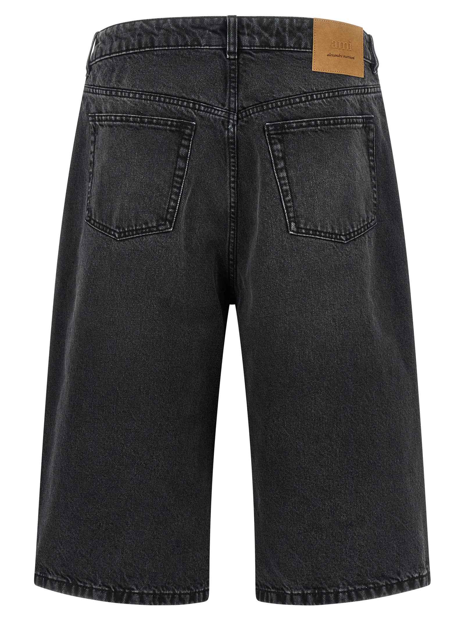 Black Cotton Bermuda Shorts