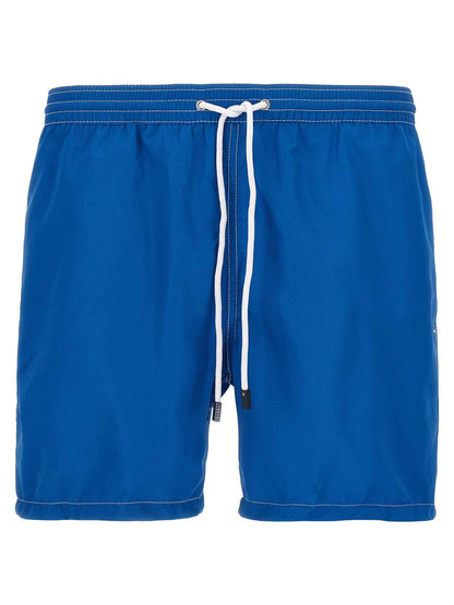Blue Polyester Swim Shorts