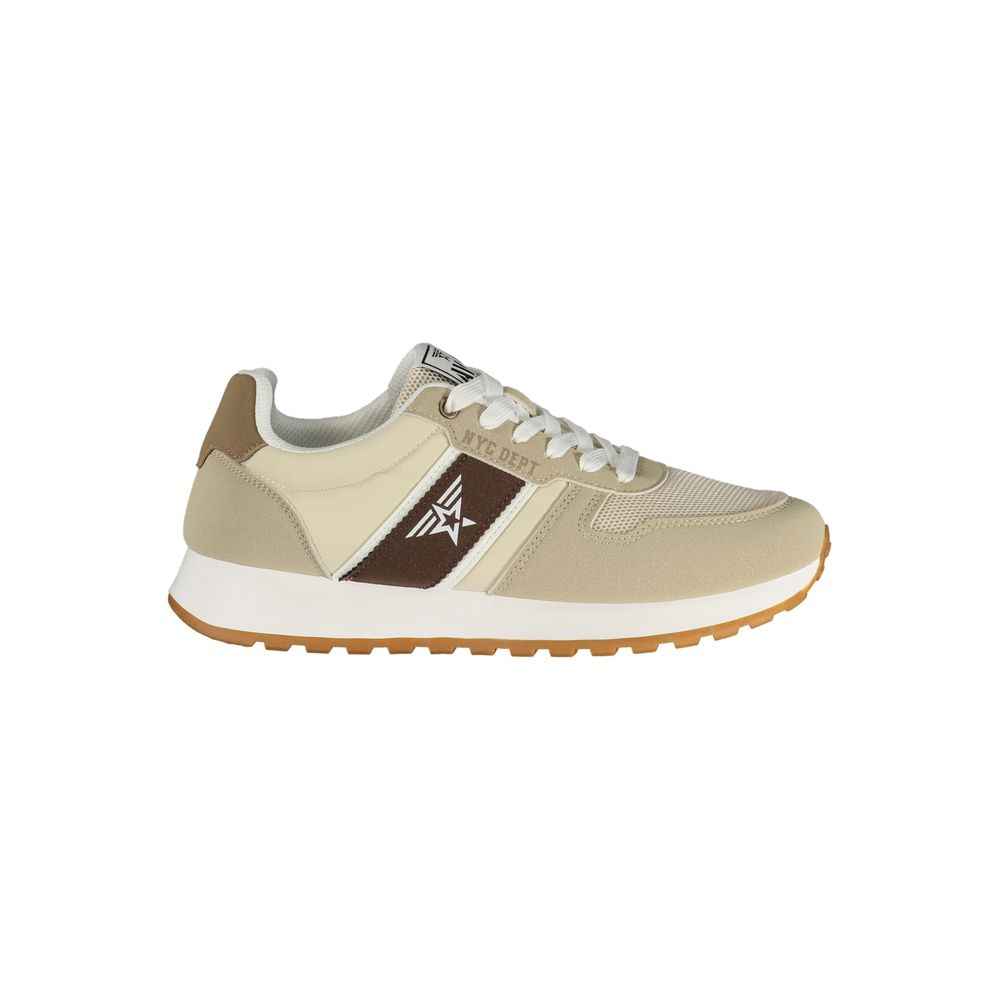 Beige Polyester Mens Sneaker