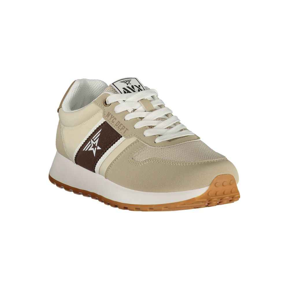 Beige Polyester Mens Sneaker