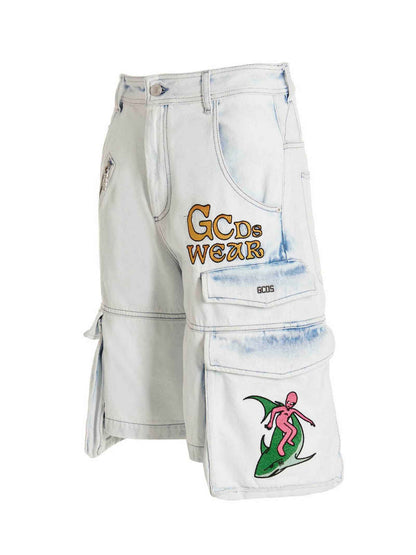 Blue Cotton Bermuda Shorts