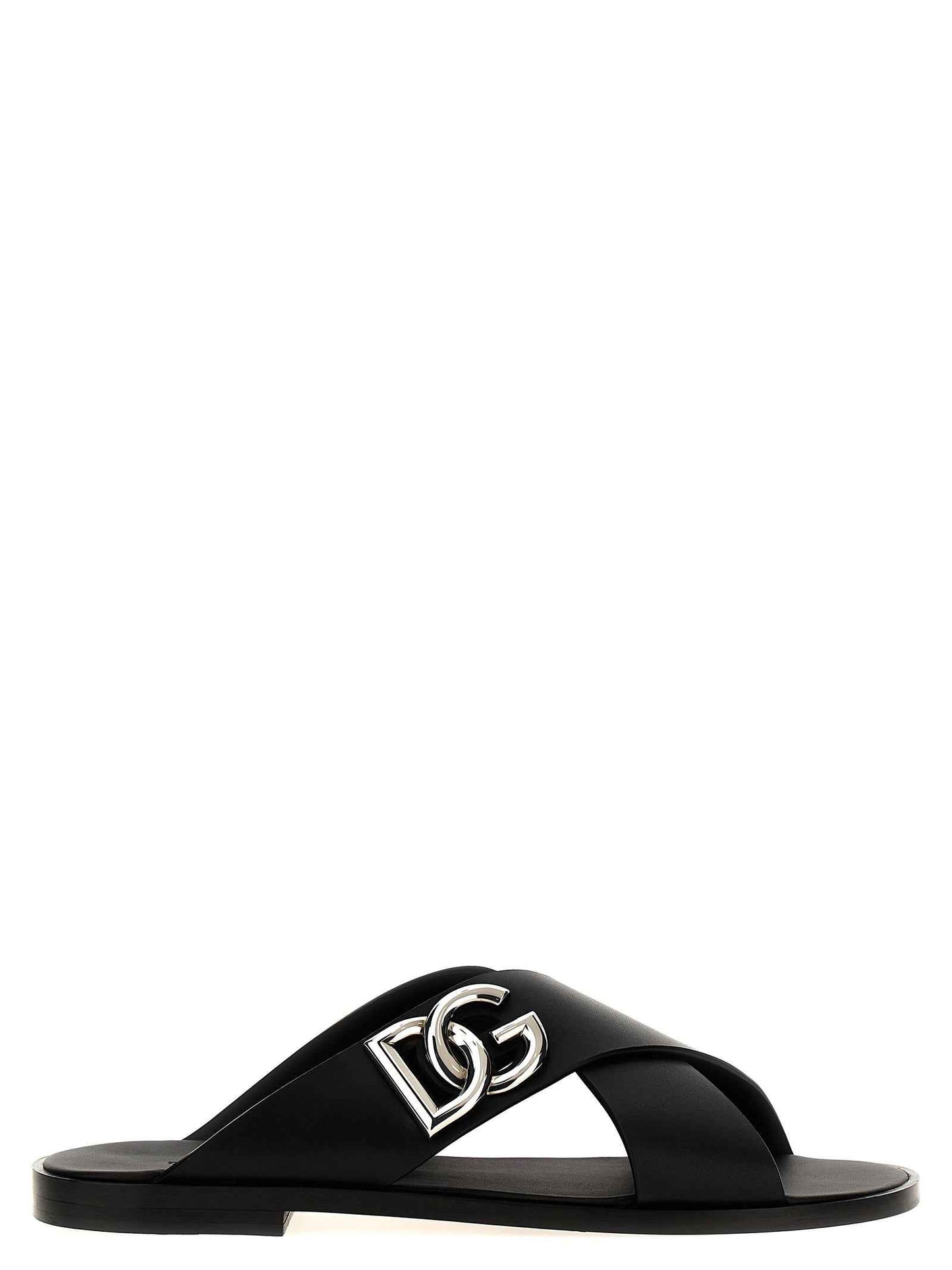 Black Calfskin Slides