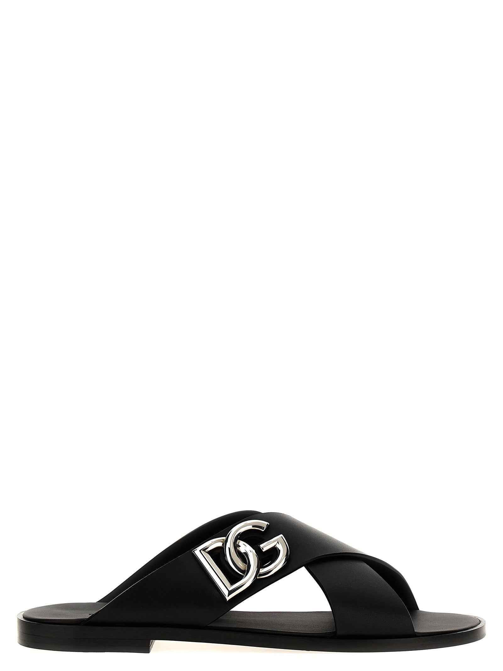 Black Calfskin Slides
