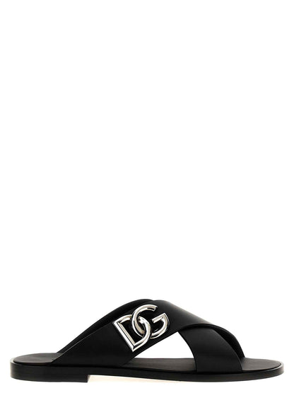 Black Calfskin Slides