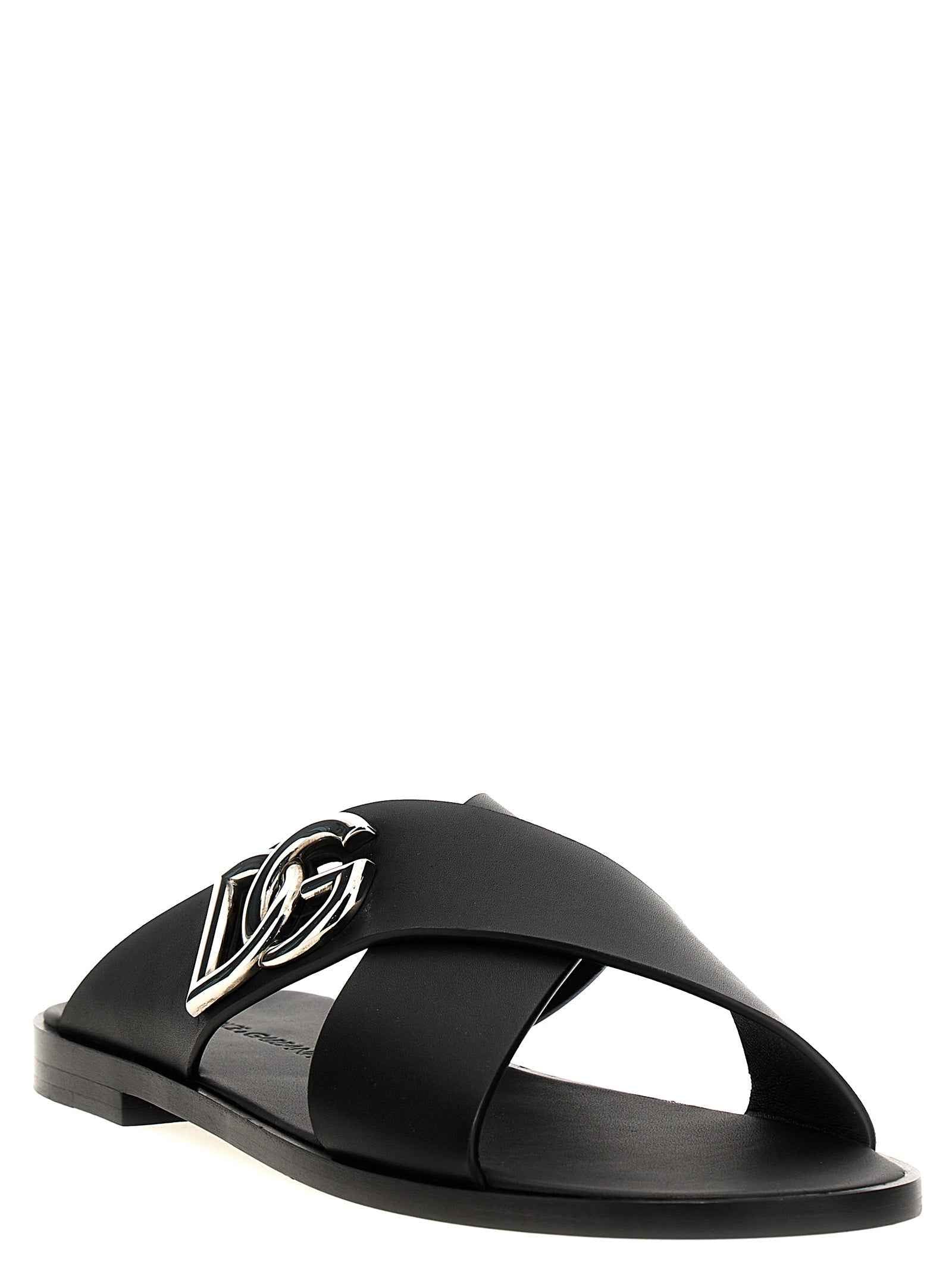 Black Calfskin Slides