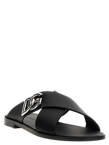 Black Calfskin Slides