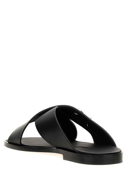 Black Calfskin Slides